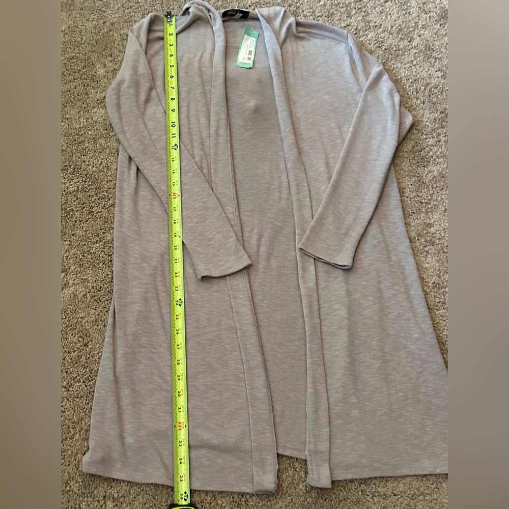 NWT Laila Jayde Light/Stitch Fix Grey Long Hooded Open Duster/ Cardigan, Size S - Picture 10 of 16